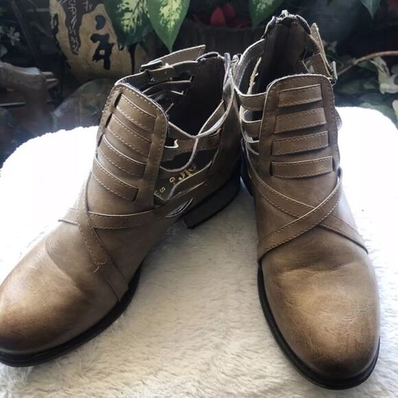 Womens ETC Ankle Boots Booties Shoes Tan - Picture 3 of 12